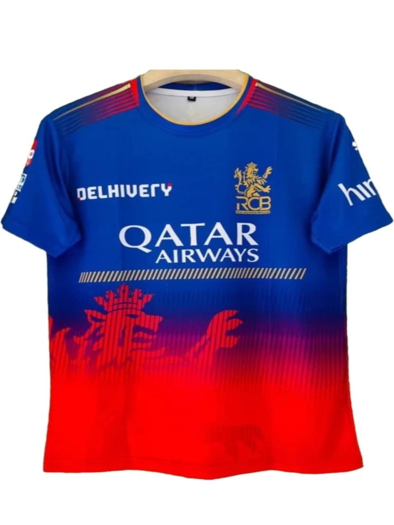 IPL Men Printed Round Neck Polyester (RCB Bold Fan Jersey Tee)